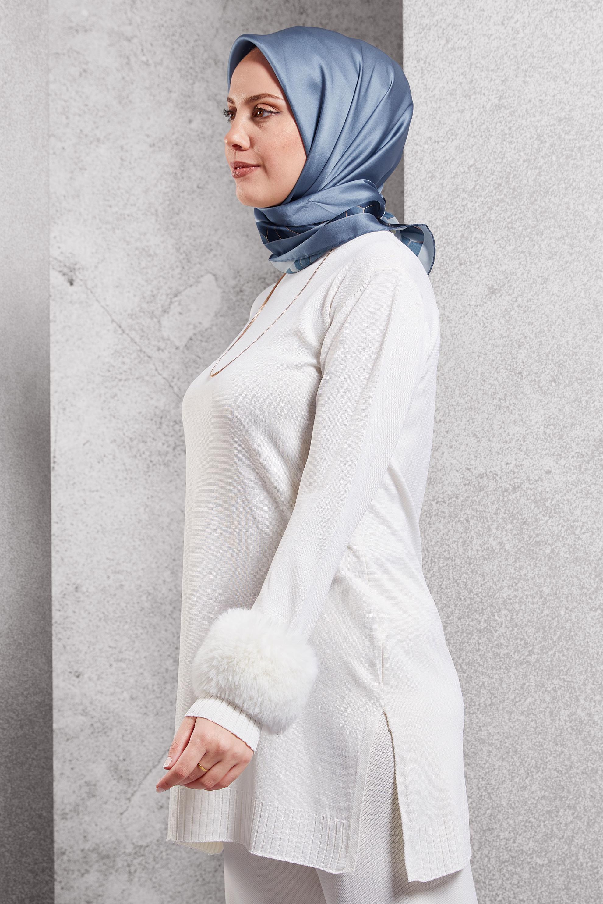 Tesettür giyim LACİVERT ALVİNA İPEK EŞARP 5101