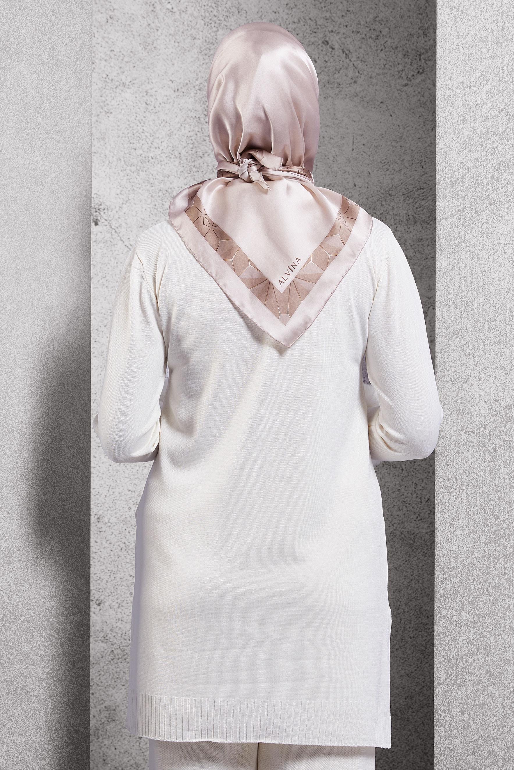 Tesettür giyim BEJ ALVİNA İPEK EŞARP 5101