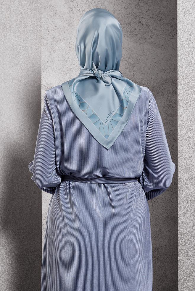 Vêtements hijab BLEU ÉCHARPE EN SOIE ALVINA 5101 - ALVİNA