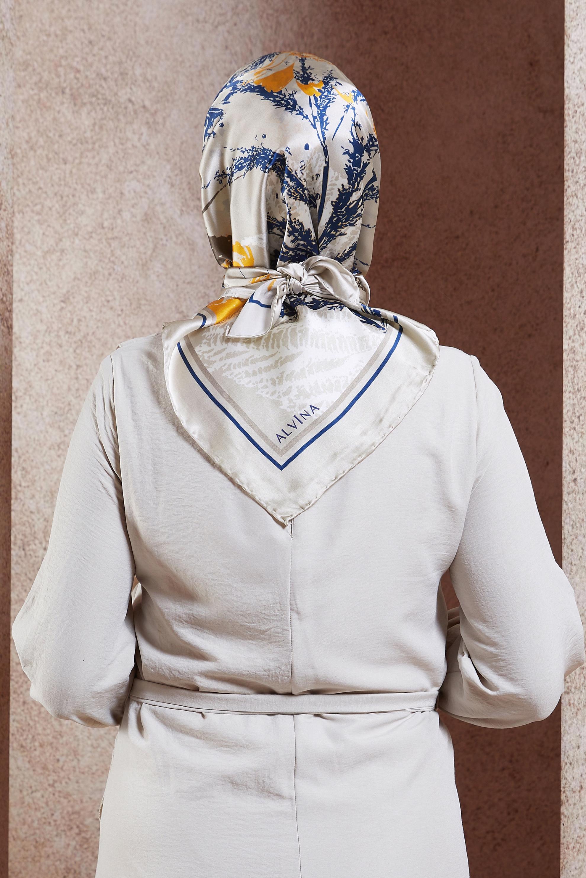 Tesettür giyim BEJ ALVİNA İPEK EŞARP 5111