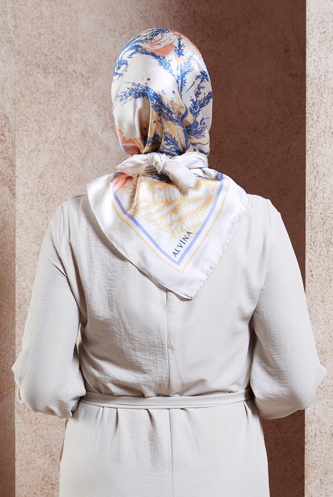 Hijab-Kleidung ECRU ALVINA SEIDENKOPFTUCH 5111 - ALVİNA