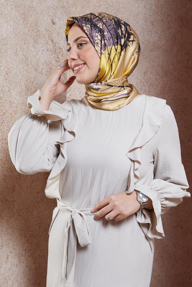 Hijab-Kleidung GOLD ALVINA SEIDENKOPFTUCH 5111 - ALVİNA