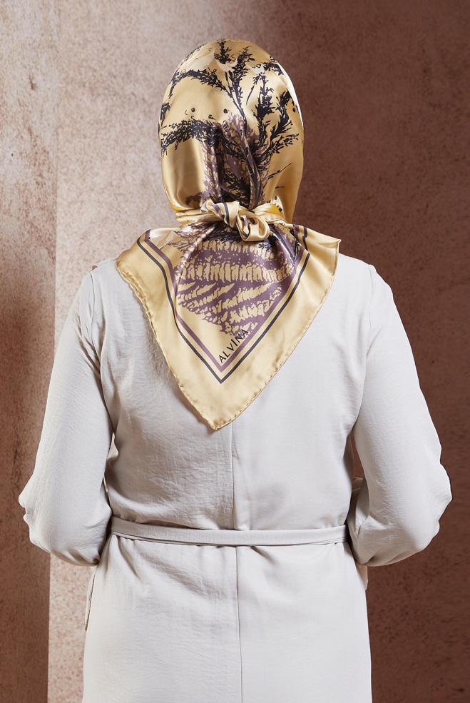 Hijab-Kleidung GOLD ALVINA SEIDENKOPFTUCH 5111 - ALVİNA