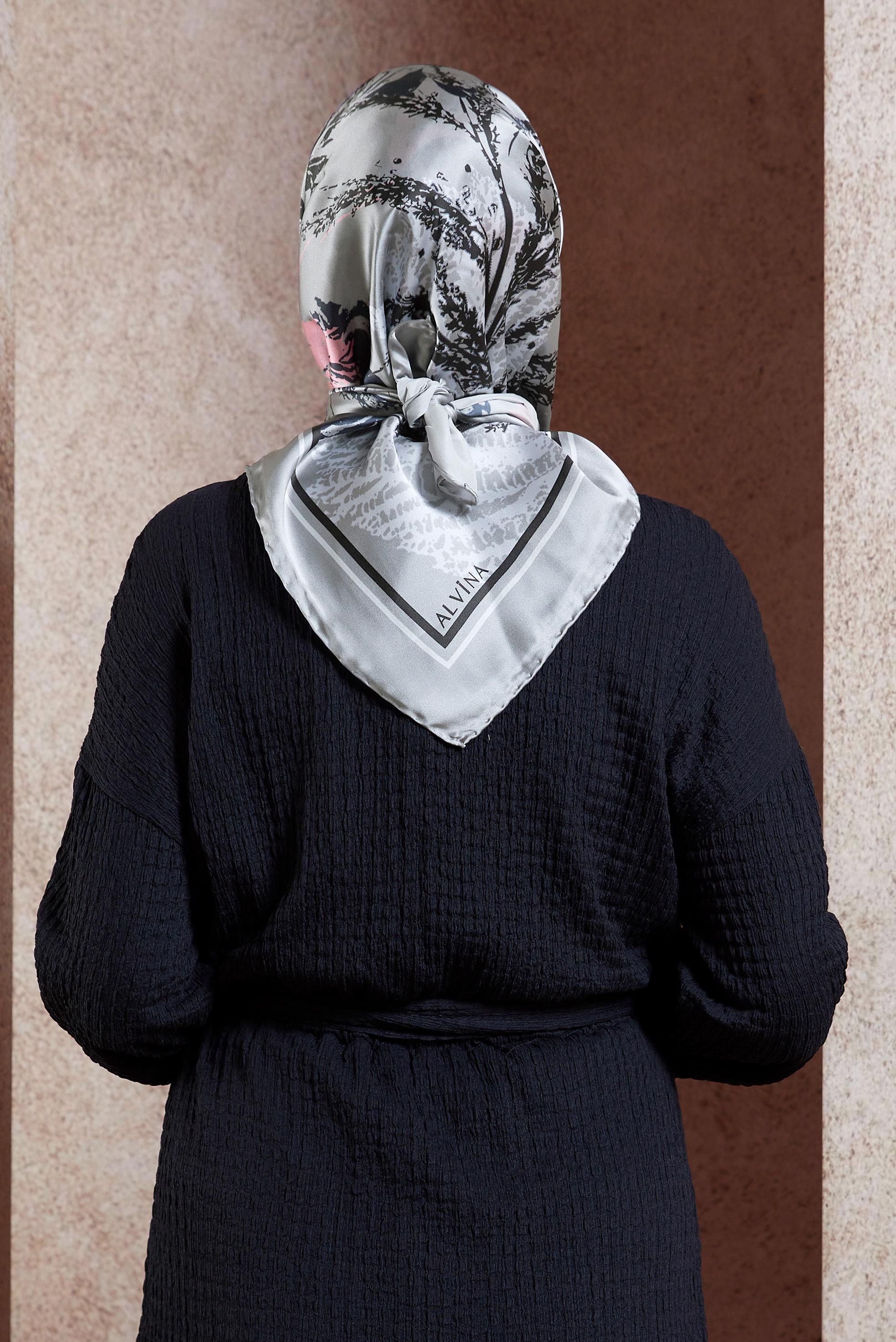 Tesettür giyim GÜMÜŞ ALVİNA İPEK EŞARP 5111