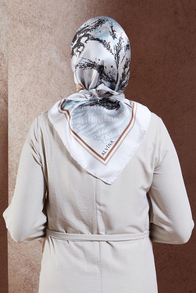Hijab-Kleidung BEIGE ALVINA SEIDENKOPFTUCH 5111 - ALVİNA