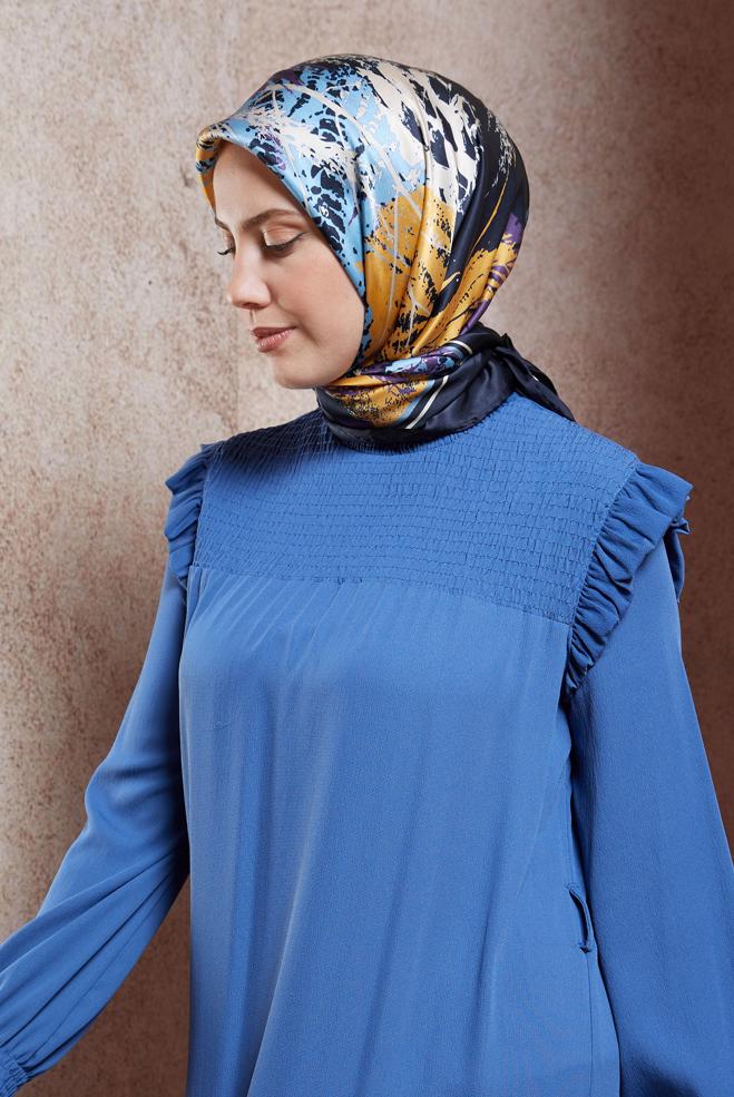 Hijab-Kleidung NAVY BLAU ALVINA SEIDENKOPFTUCH 5111 - ALVİNA