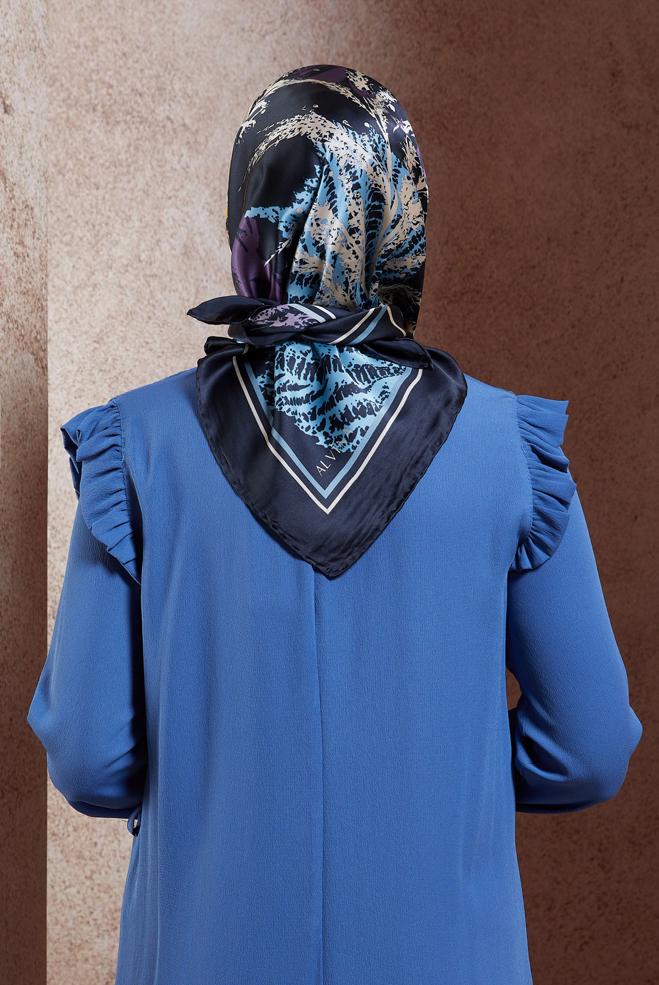 Hijab-Kleidung NAVY BLAU ALVINA SEIDENKOPFTUCH 5111 - ALVİNA