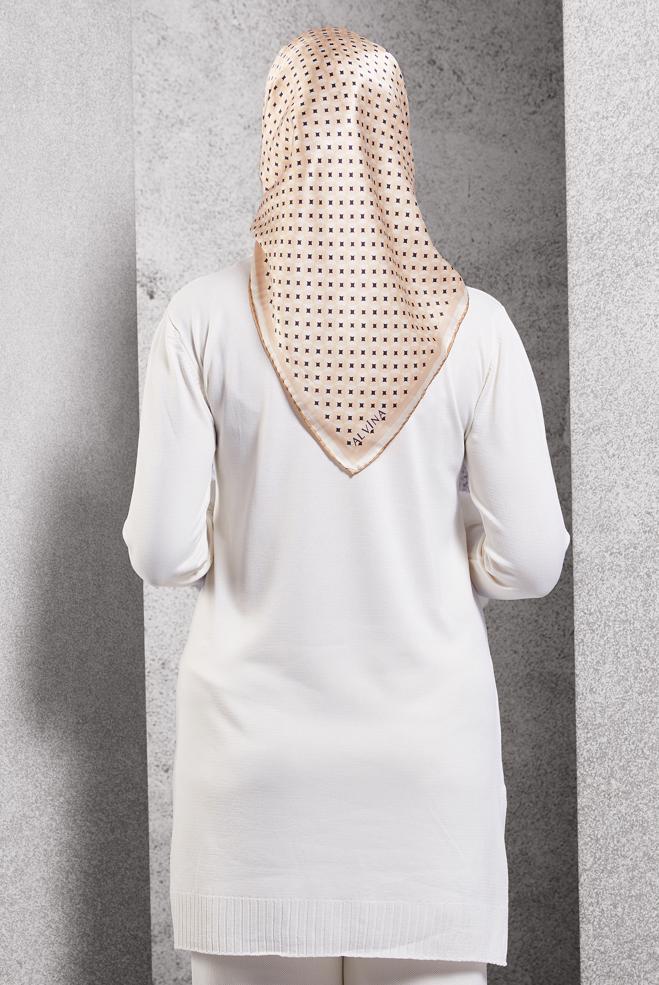 Vêtements hijab BEIGE ÉCHARPE EN SOIE À MOTIFS ALVINA 51342 - ALVİNA