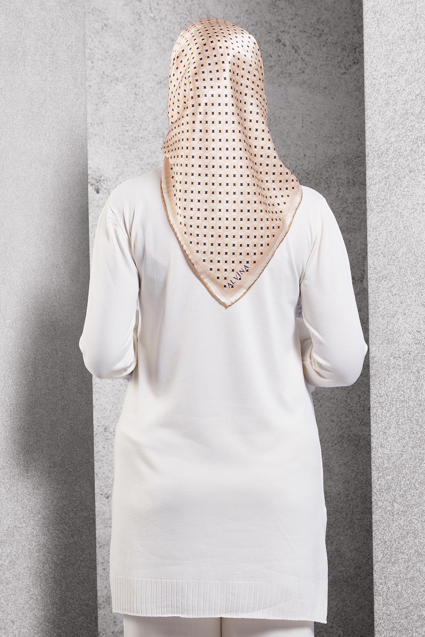 Hijab clothing BEIGE ALVINA PATTERNED SILK SCARF 51342