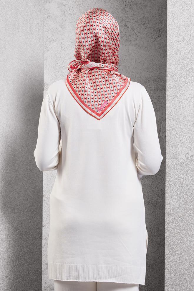 Vêtements hijab CORAIL ÉCHARPE EN SOIE À MOTIFS ALVINA 51342 - ALVİNA