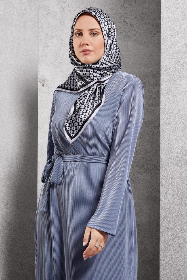 Vêtements hijab NOIR ÉCHARPE EN SOIE À MOTIFS ALVINA 51342 - ALVİNA