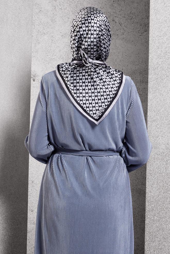 Vêtements hijab NOIR ÉCHARPE EN SOIE À MOTIFS ALVINA 51342 - ALVİNA