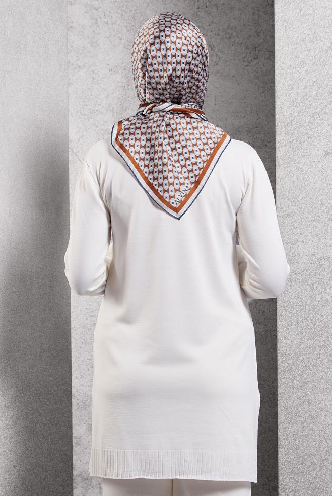 Vêtements hijab BLEU MARINE ÉCHARPE EN SOIE À MOTIFS ALVINA 51342 - ALVİNA