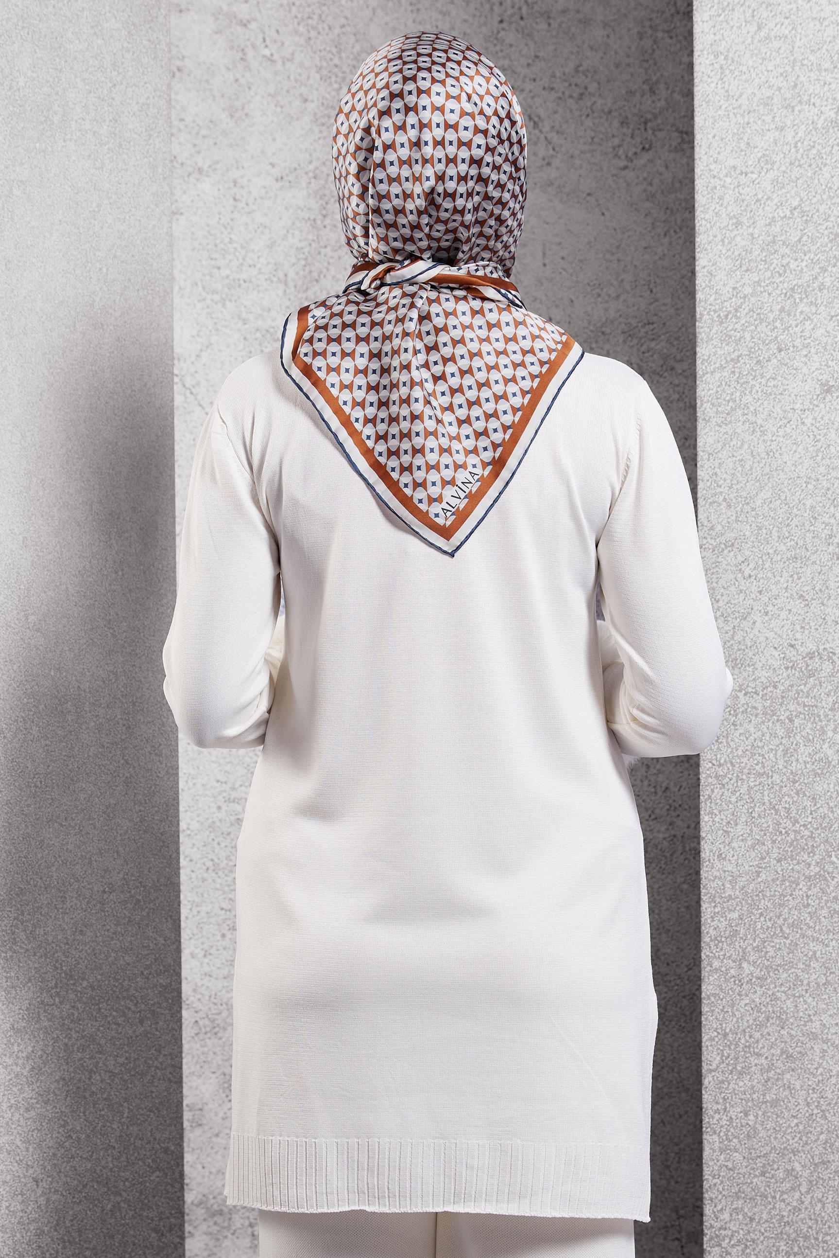 Hijab clothing NAVY BLUE ALVINA PATTERNED SILK SCARF 51342