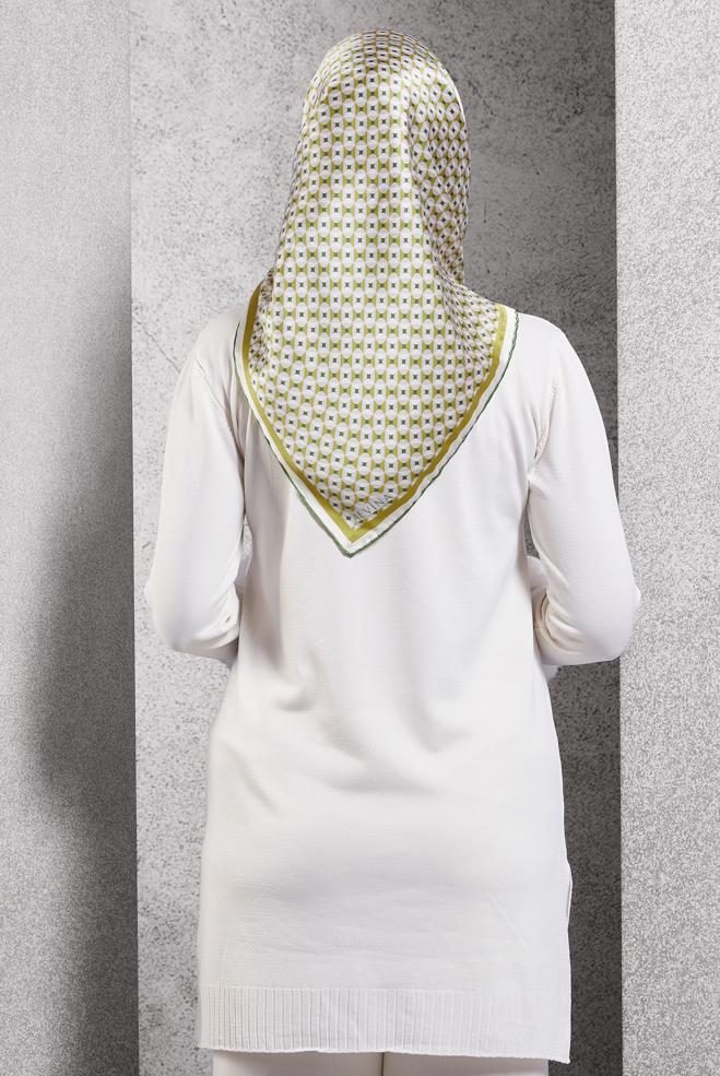 Vêtements hijab VERT ÉCHARPE EN SOIE À MOTIFS ALVINA 51342 - ALVİNA