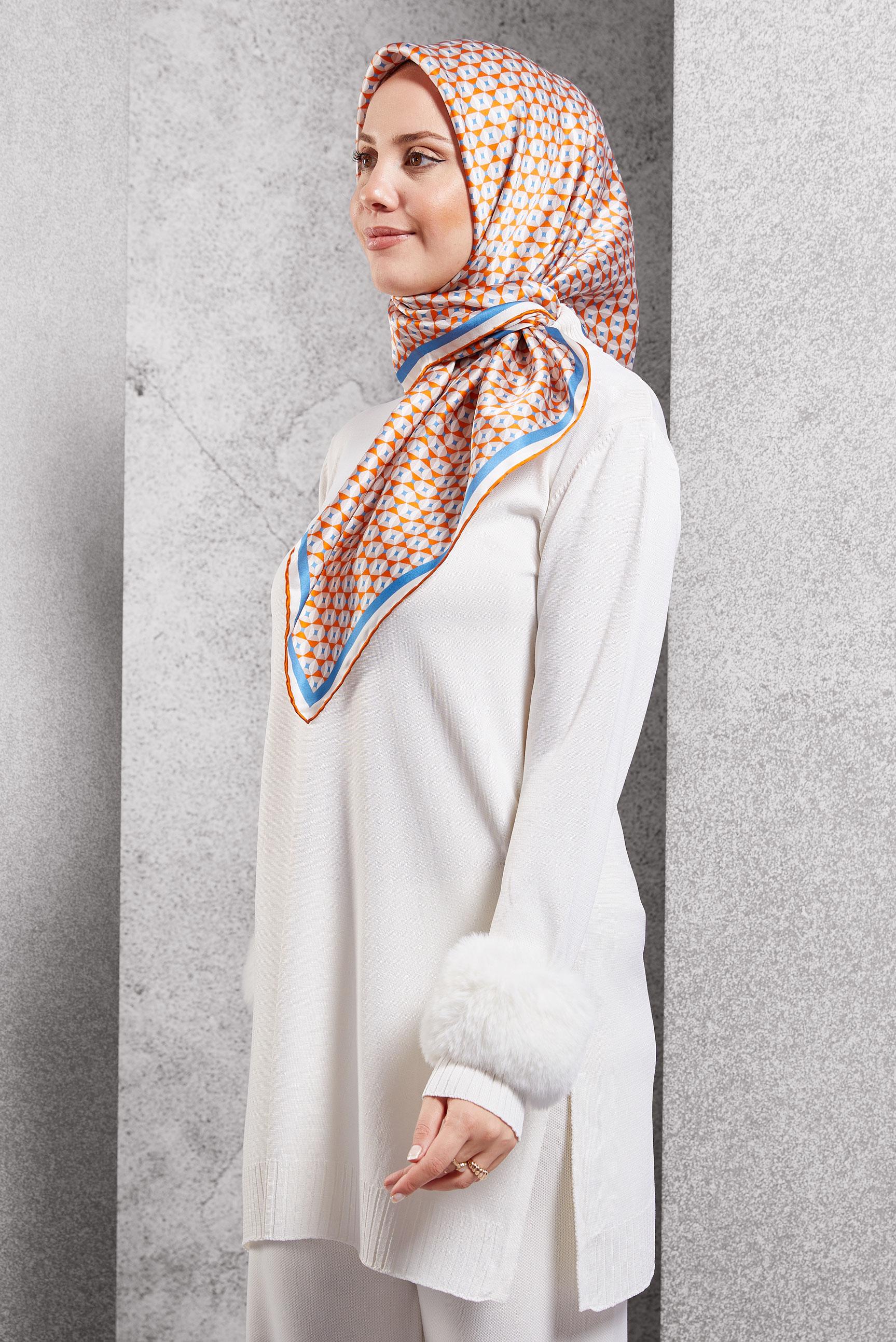 Hijab clothing BLUE ALVINA PATTERNED SILK SCARF 51342