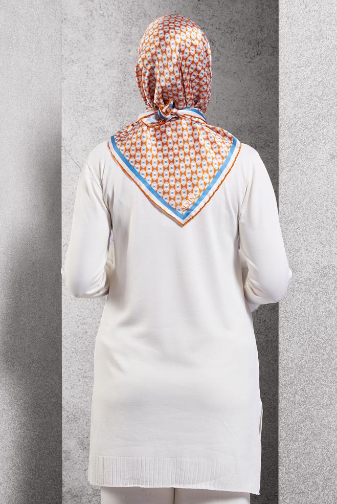 Vêtements hijab BLEU ÉCHARPE EN SOIE À MOTIFS ALVINA 51342 - ALVİNA