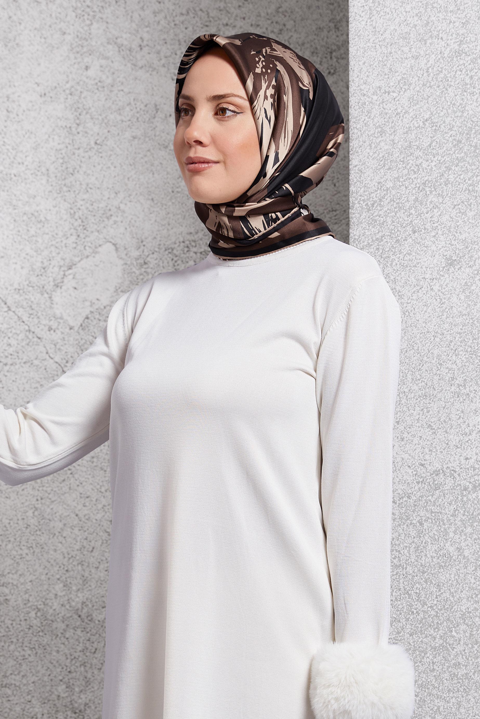 Tesettür giyim SİYAH ALVİNA İPEK EŞARP 51570