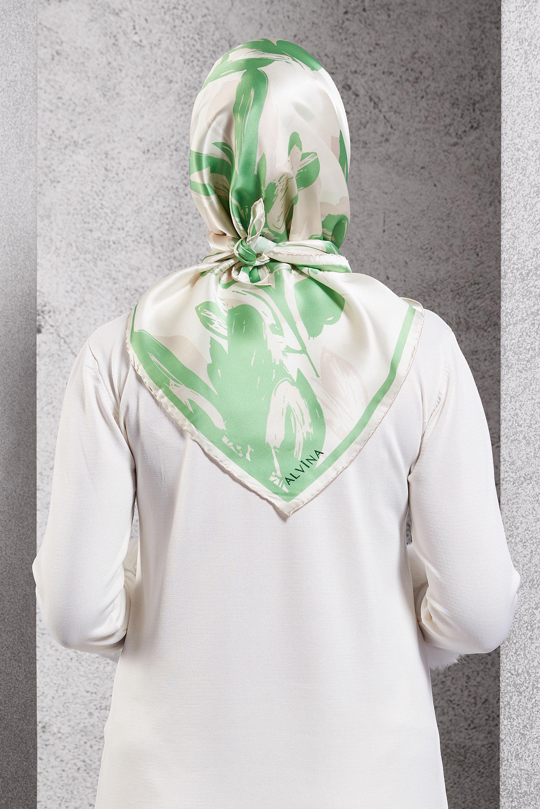 Tesettür giyim YEŞİL ALVİNA İPEK EŞARP 51570