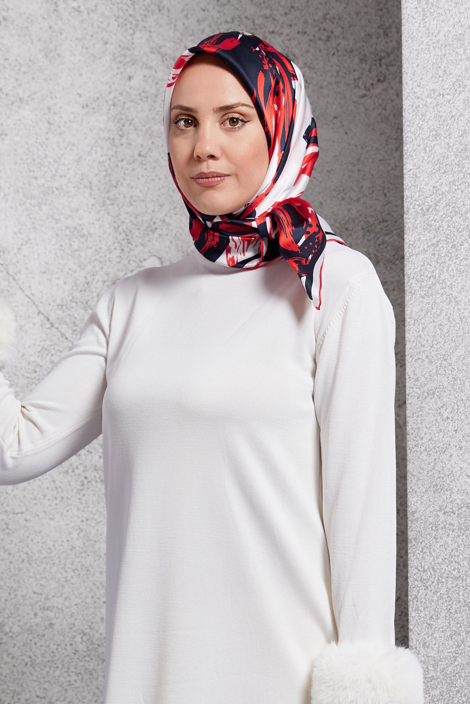 Tesettür giyim KIRMIZI ALVİNA İPEK EŞARP 51570