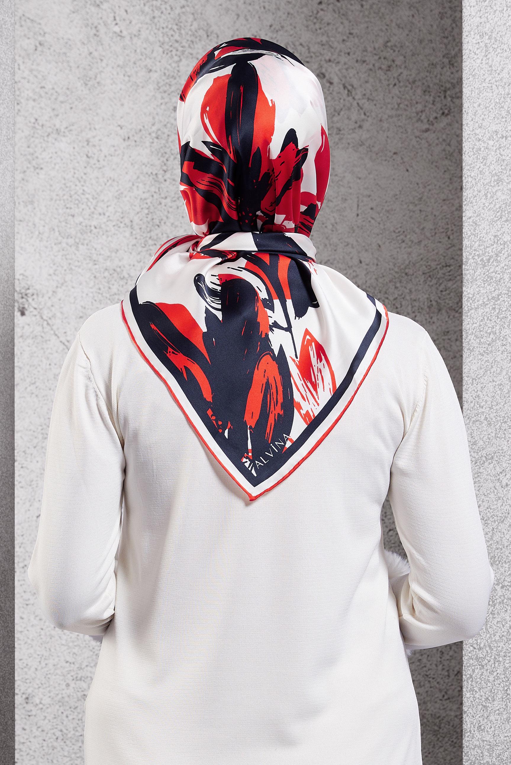 Tesettür giyim KIRMIZI ALVİNA İPEK EŞARP 51570