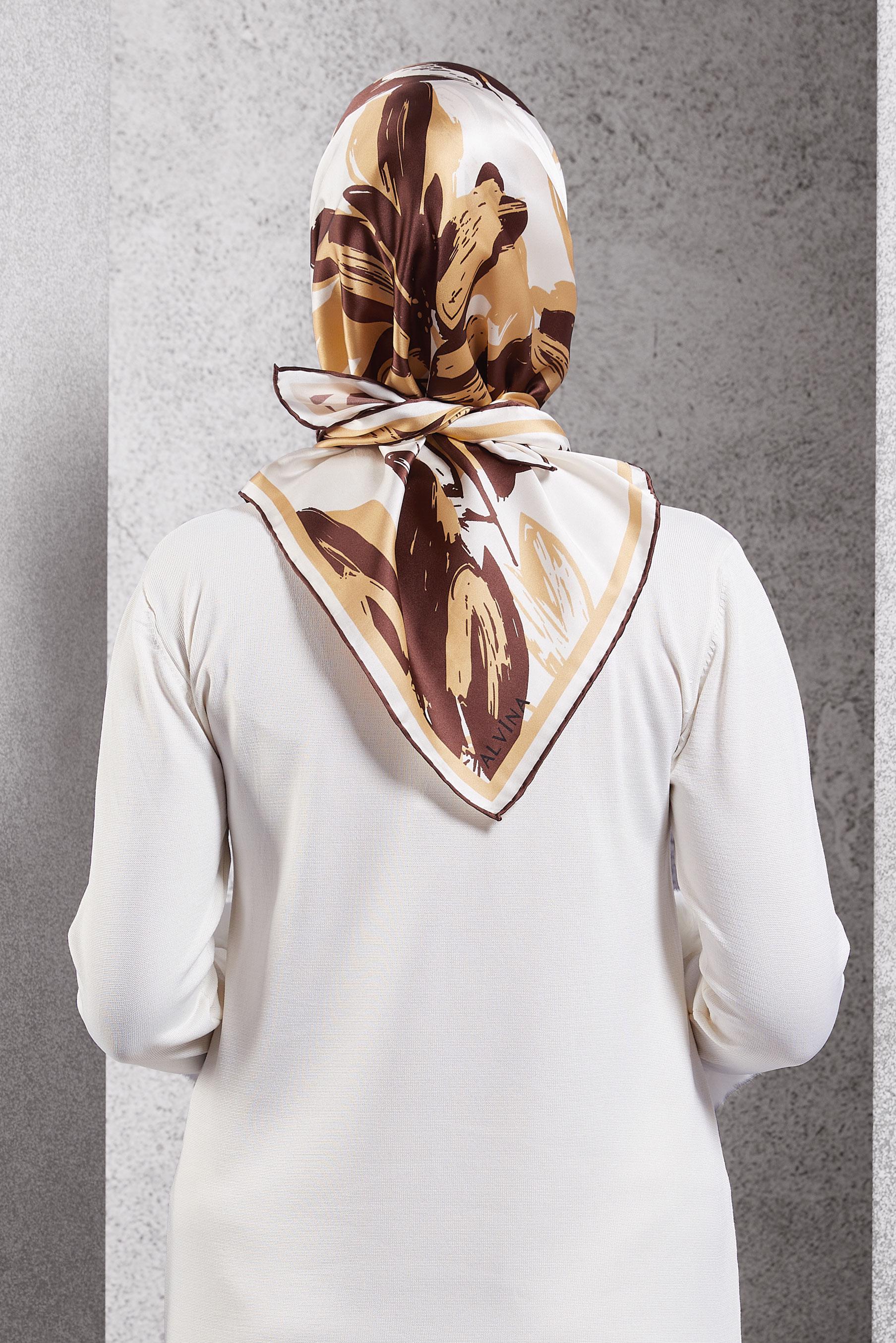 Tesettür giyim KAHVE ALVİNA İPEK EŞARP 51570