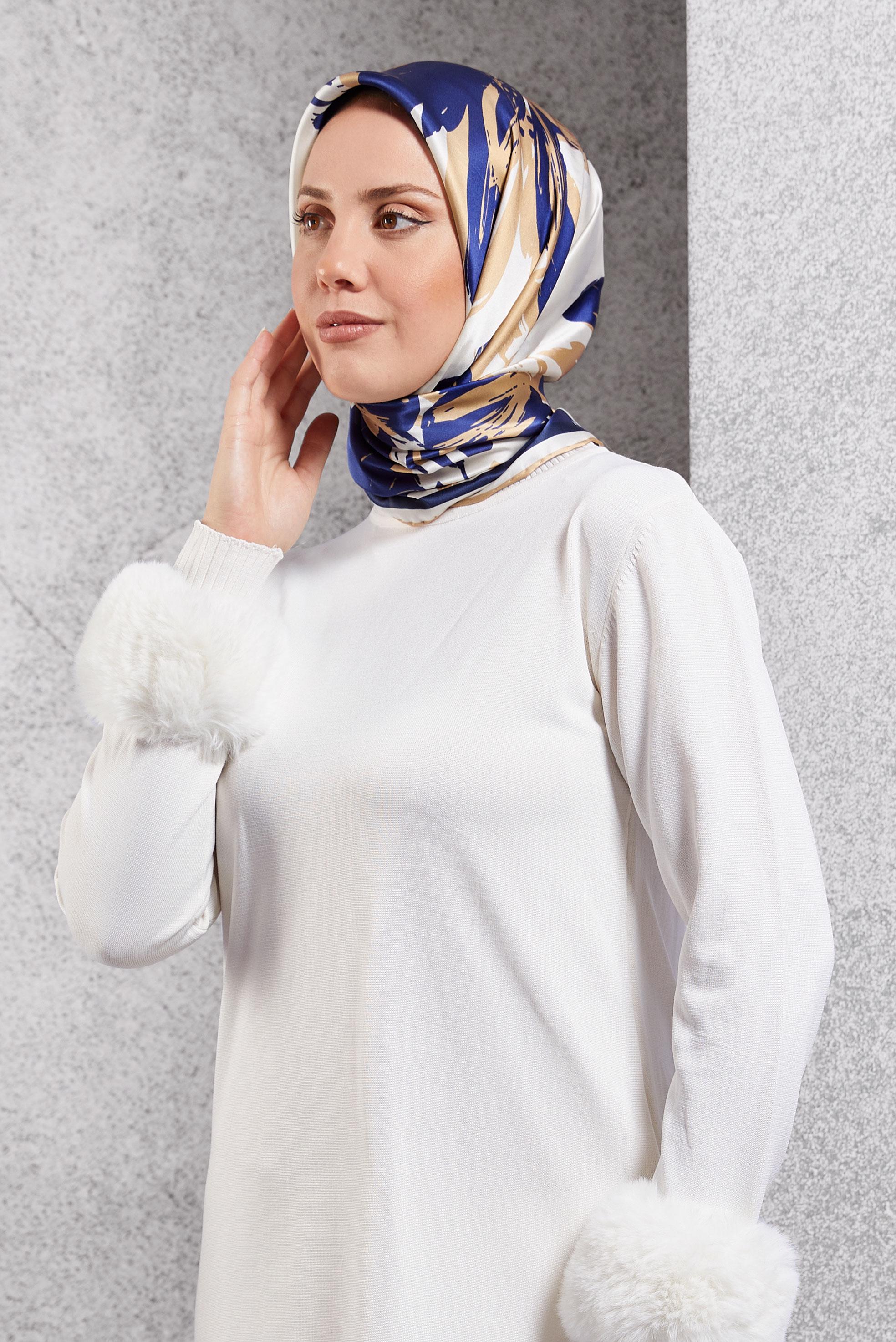 Tesettür giyim LACİVERT ALVİNA İPEK EŞARP 51570