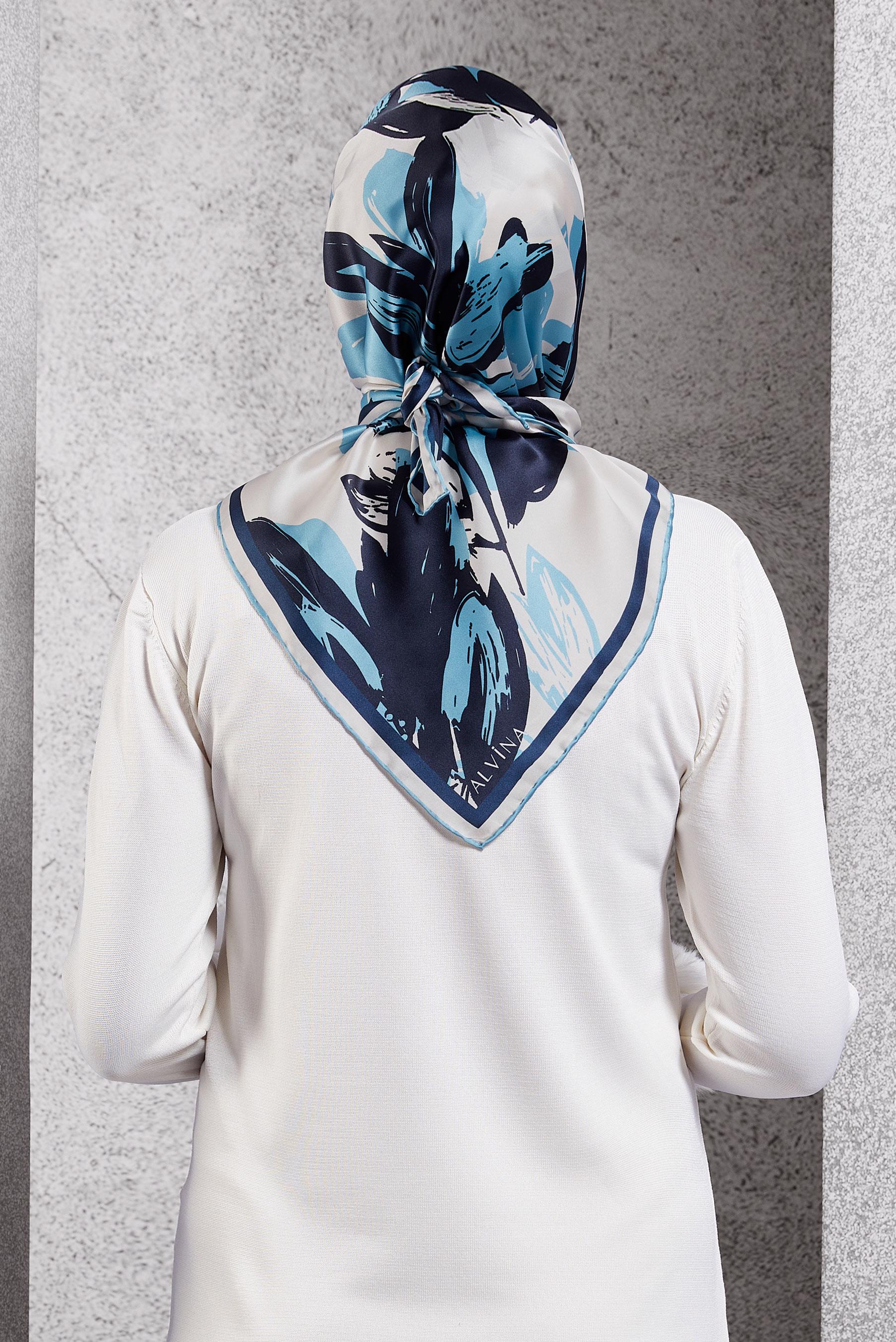 Tesettür giyim LACİVERT ALVİNA İPEK EŞARP 51570