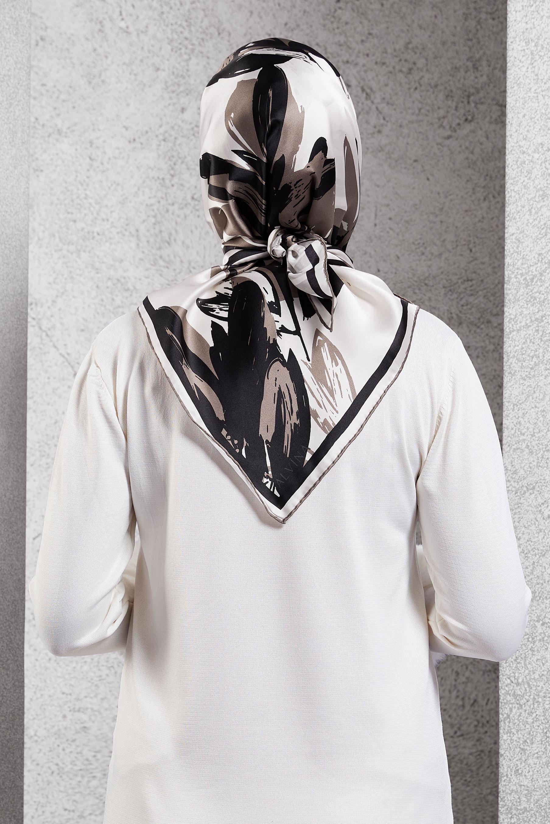 Tesettür giyim EKRU ALVİNA İPEK EŞARP 51570