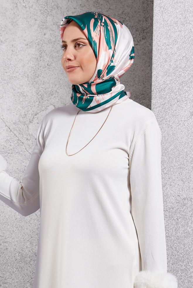 Vêtements hijab VERT ÉCHARPE EN SOIE ALVINA 51570 - ALVİNA