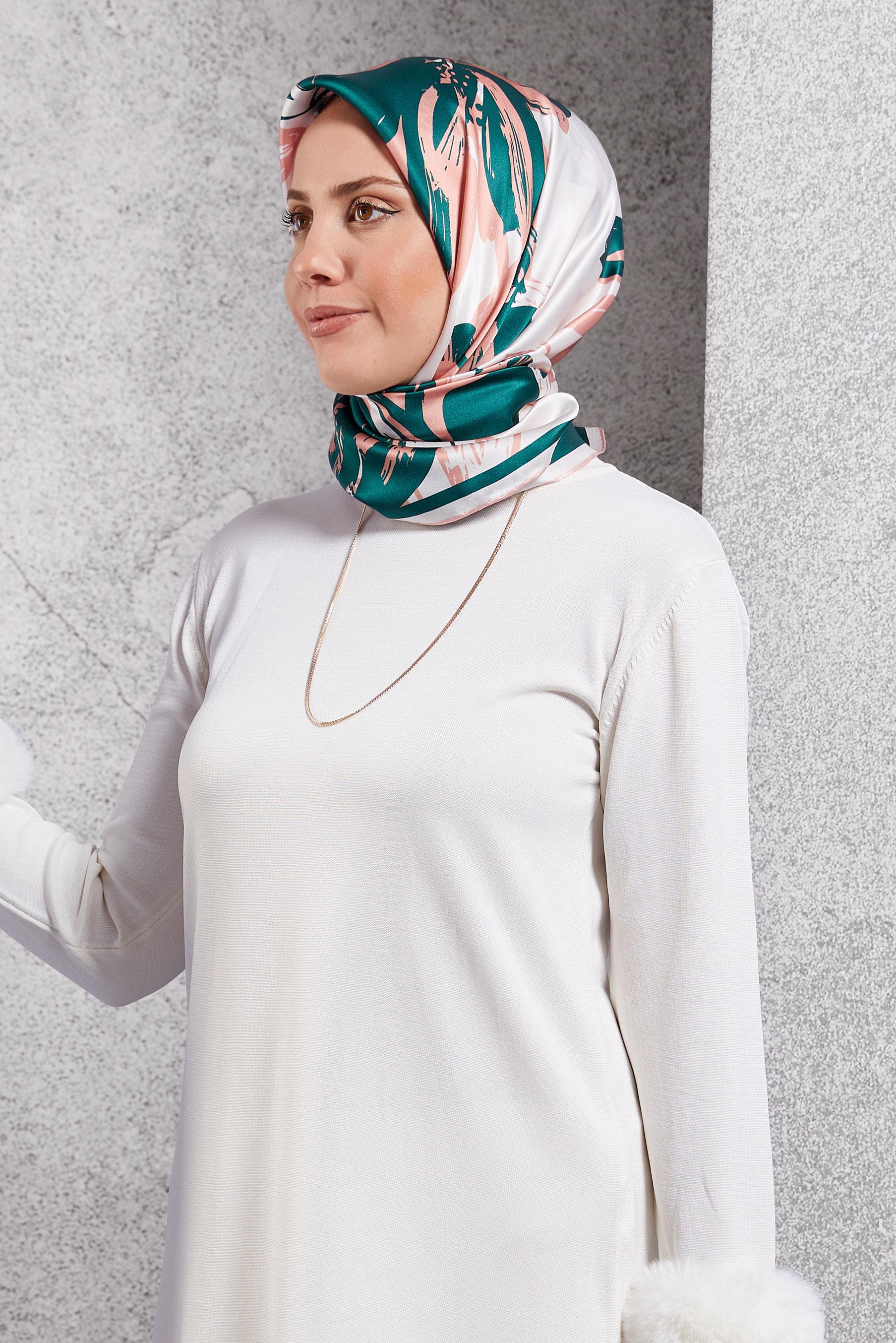 Tesettür giyim YEŞİL ALVİNA İPEK EŞARP 51570