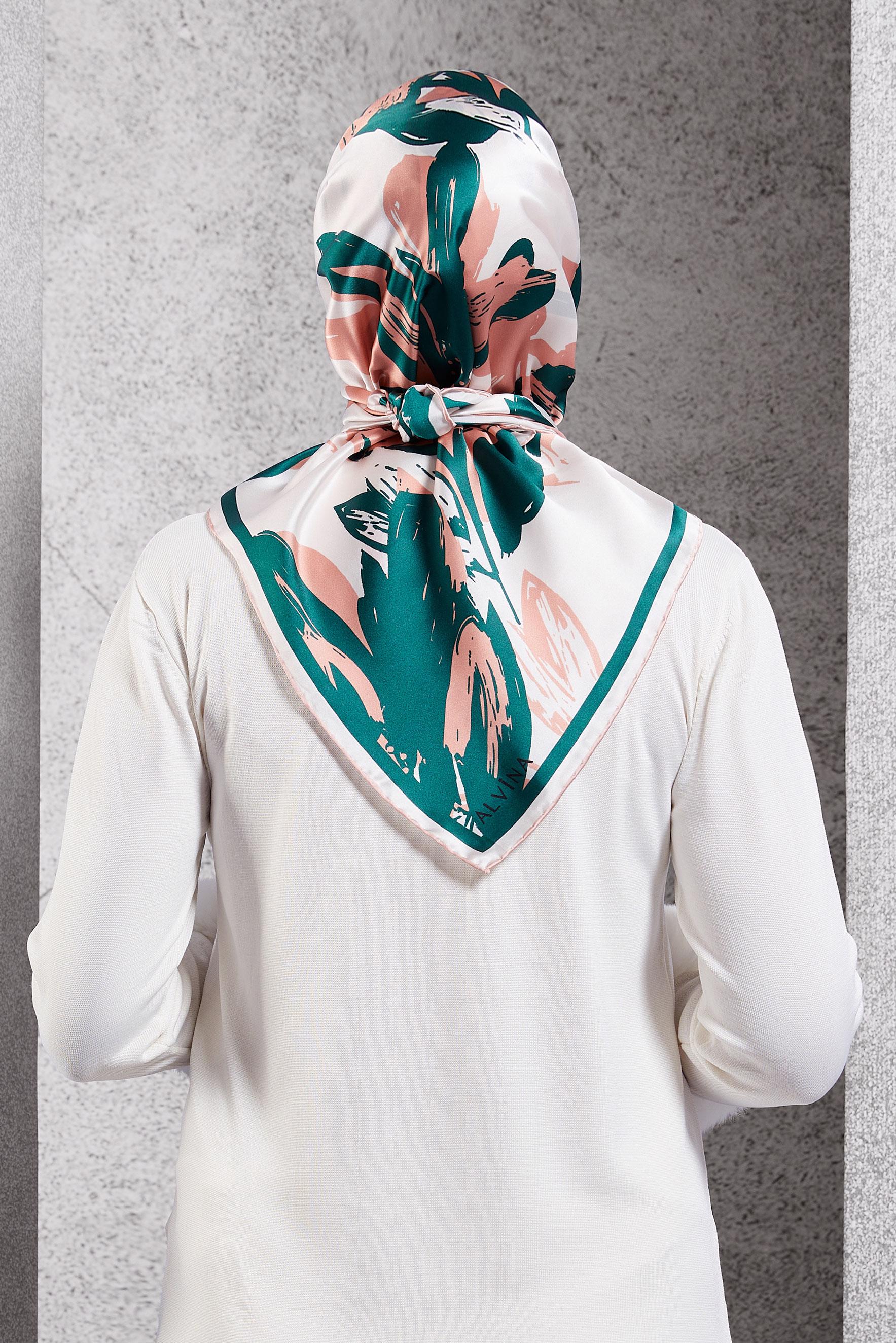 Tesettür giyim YEŞİL ALVİNA İPEK EŞARP 51570