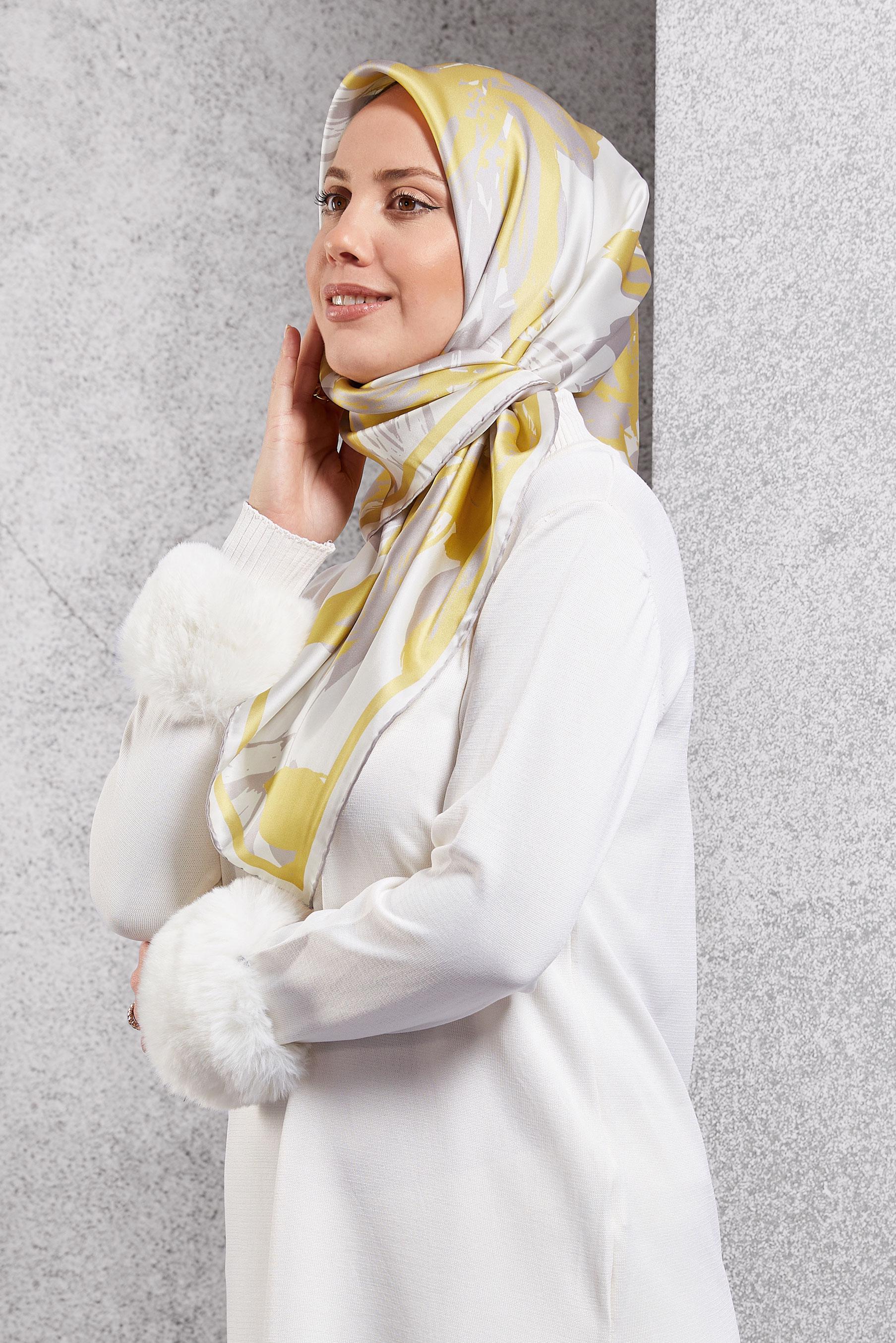 Tesettür giyim YEŞİL ALVİNA İPEK EŞARP 51570