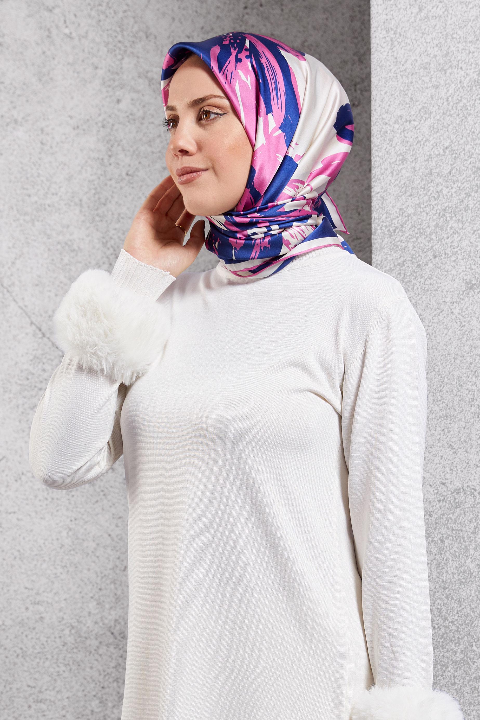 Tesettür giyim MOR ALVİNA İPEK EŞARP 51570