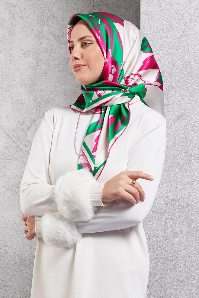 Vêtements hijab FUCHSIA ÉCHARPE EN SOIE ALVINA 51570 - ALVİNA