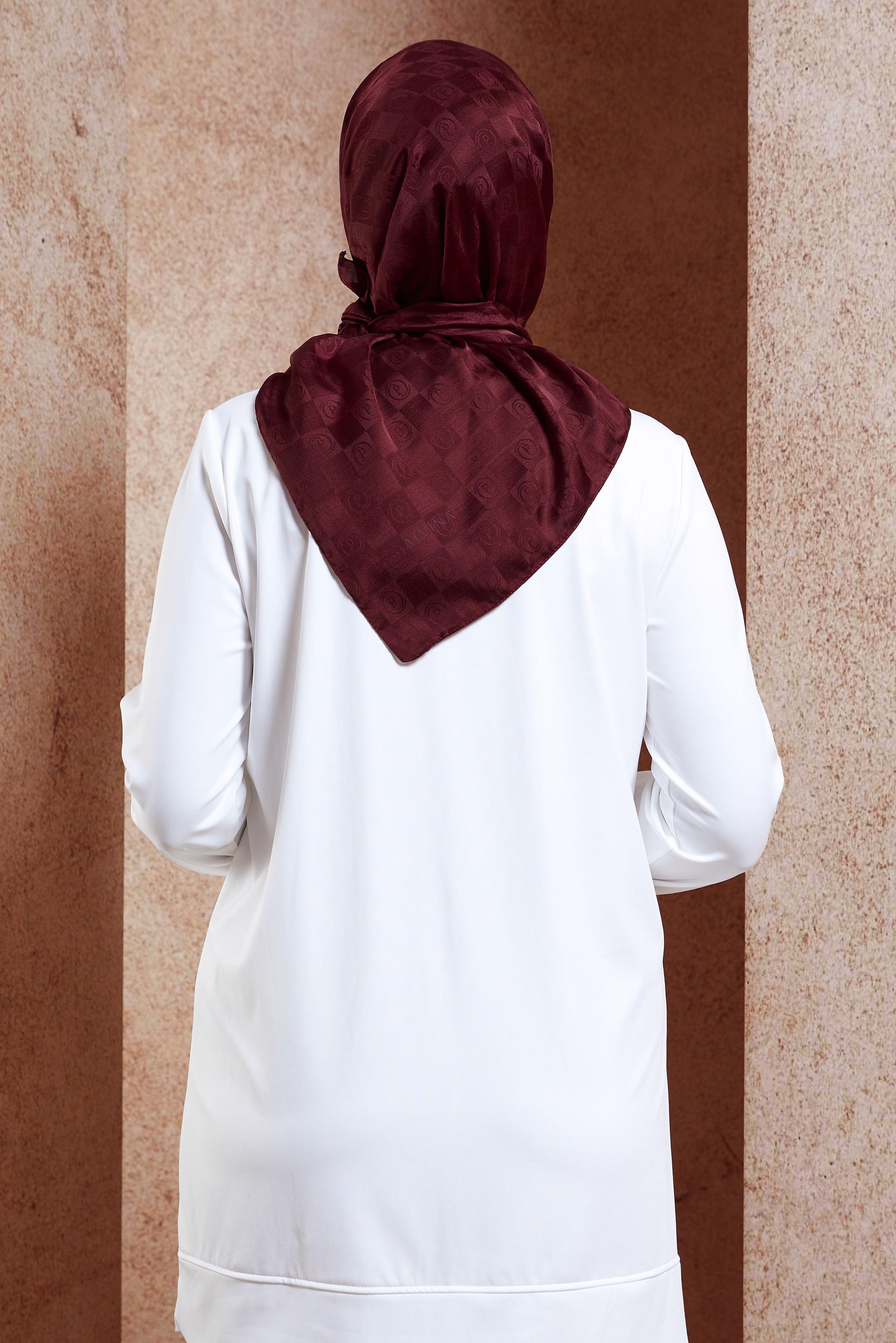 Tesettür giyim BORDO ALVİNA MONOGRAM EŞARP 8451