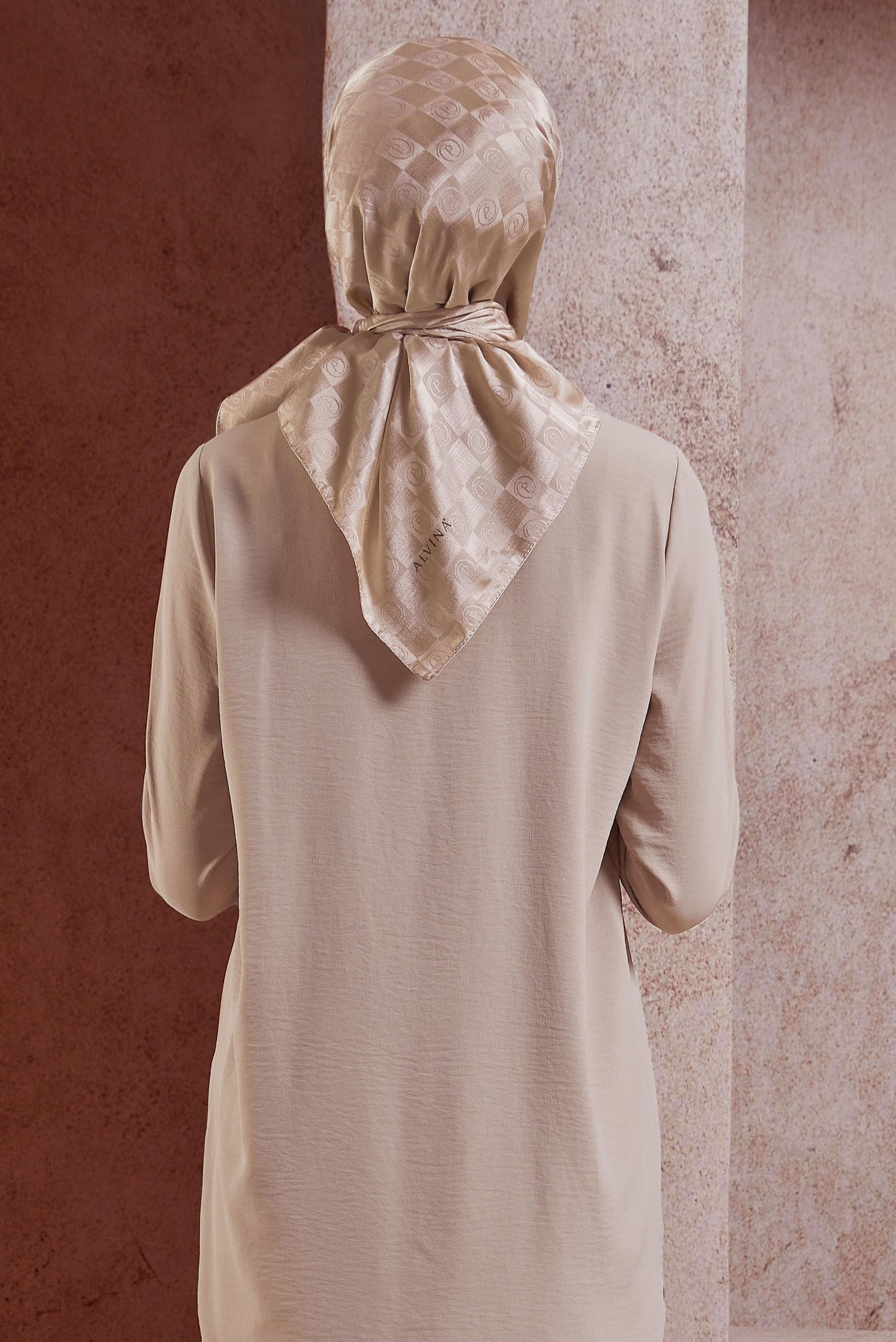 Tesettür giyim KAHVE ALVİNA MONOGRAM EŞARP 8451