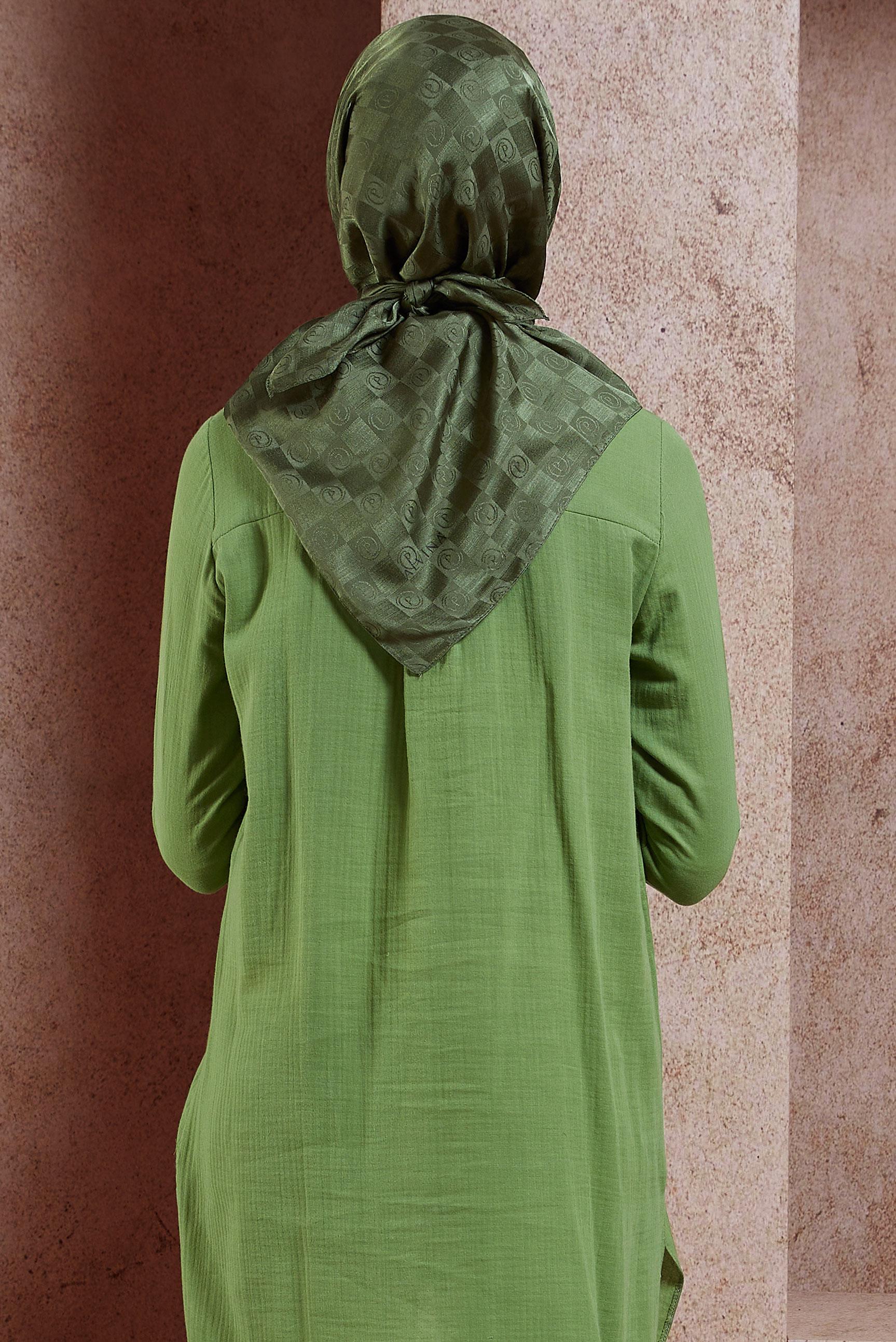 Tesettür giyim HAKİ ALVİNA MONOGRAM EŞARP 8451