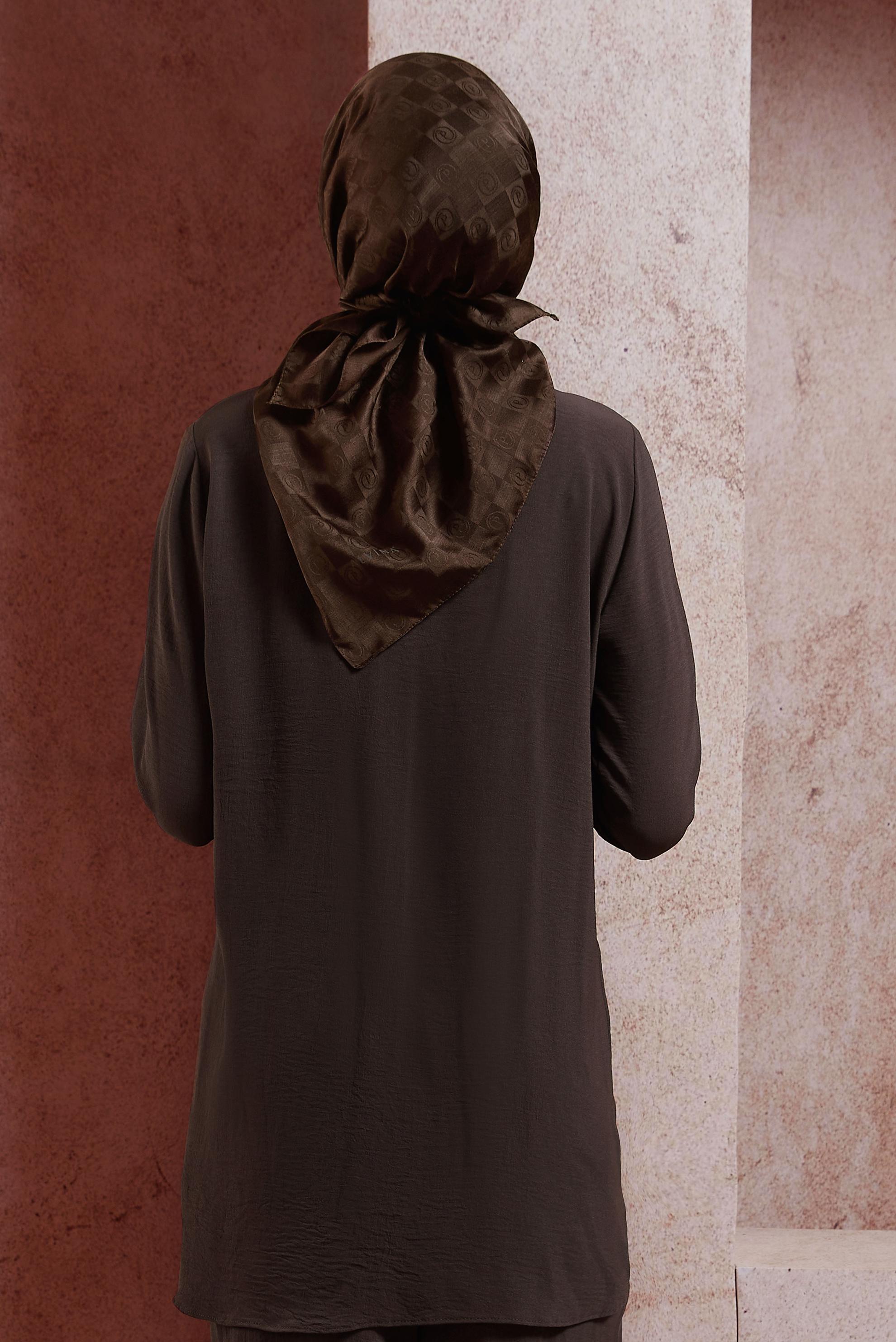 Tesettür giyim KAHVE ALVİNA MONOGRAM EŞARP 8451