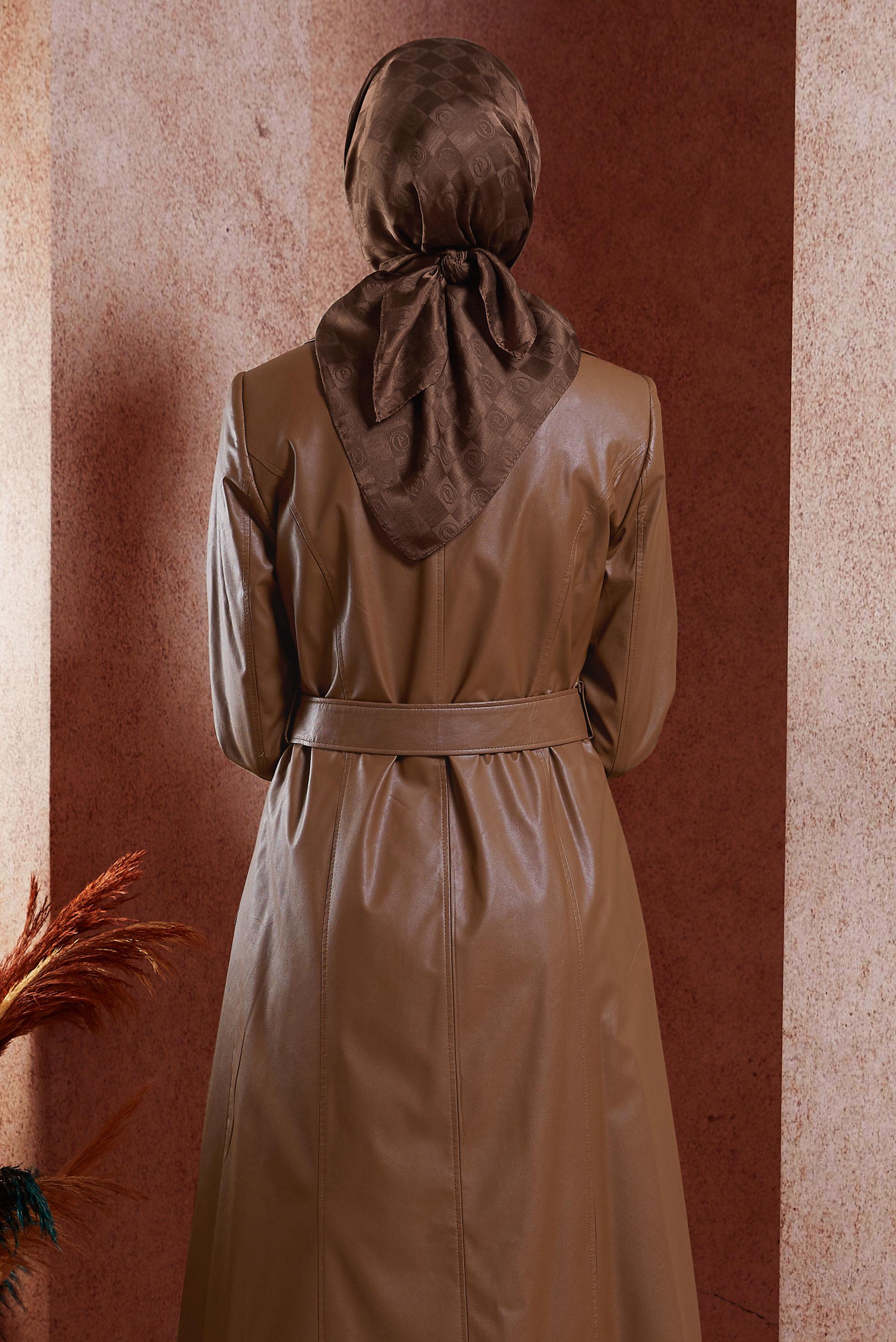 Tesettür giyim KAHVE ALVİNA MONOGRAM EŞARP 8451