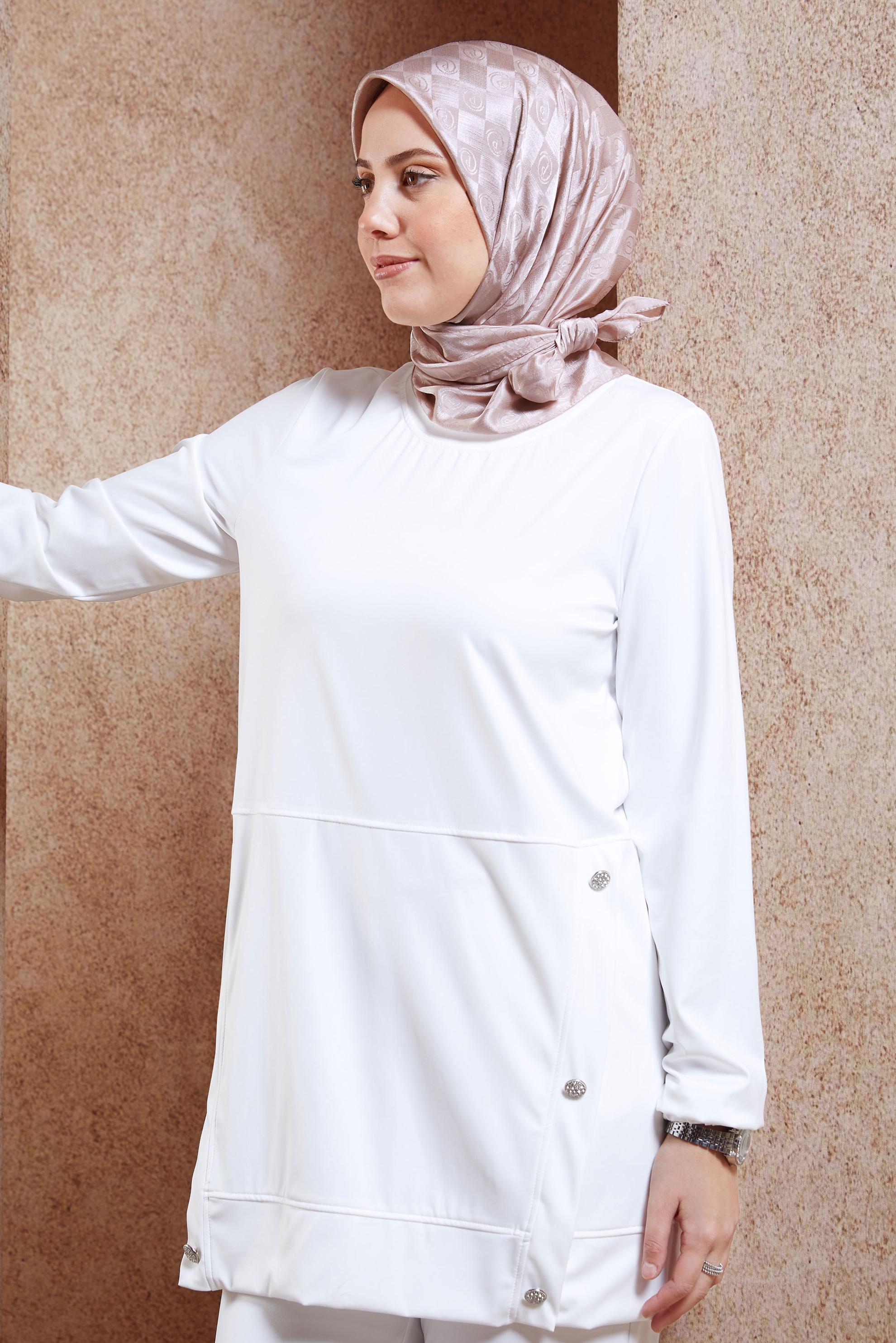 Tesettür giyim PUDRA ALVİNA MONOGRAM EŞARP 8451