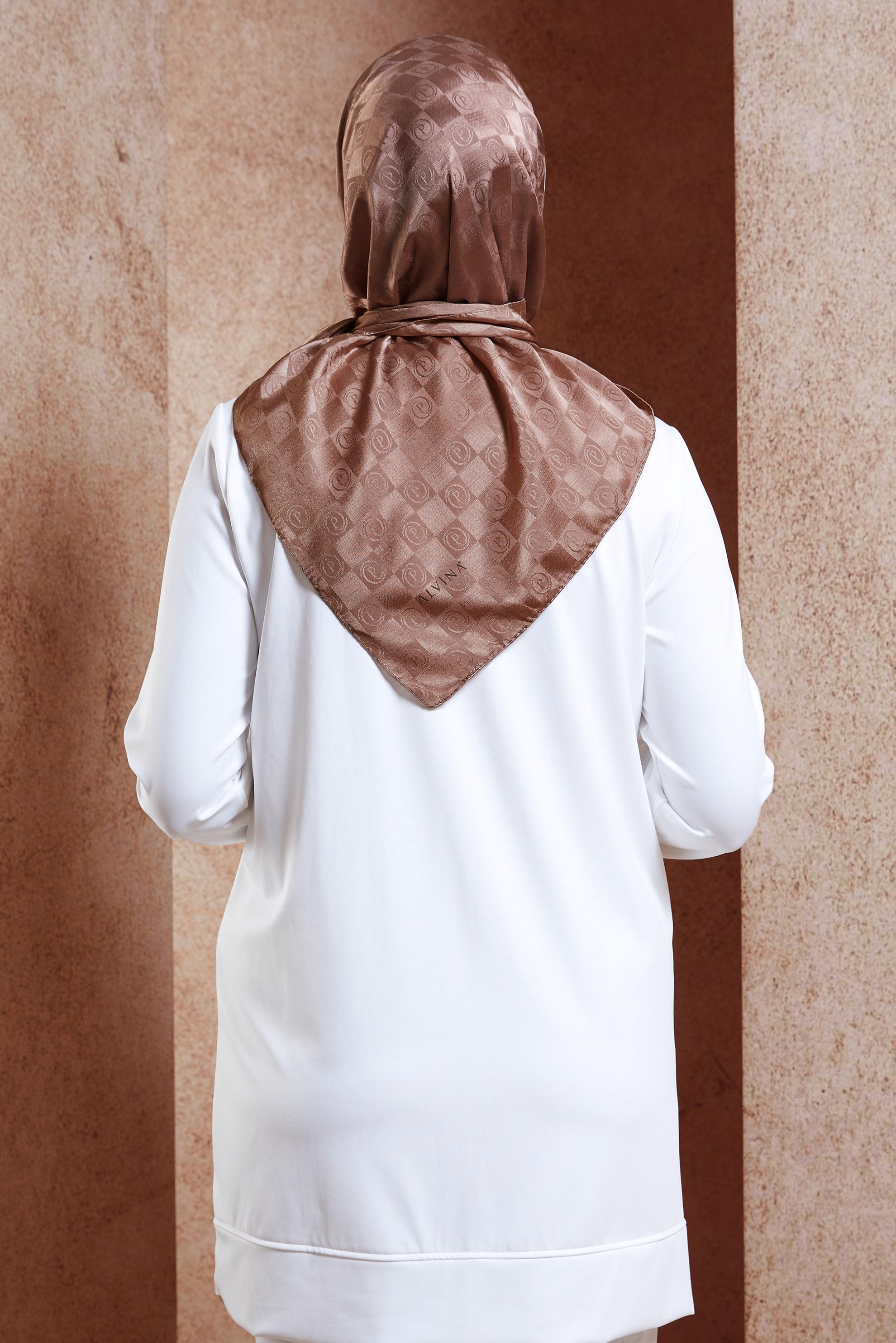 Tesettür giyim BORDO ALVİNA MONOGRAM EŞARP 8451