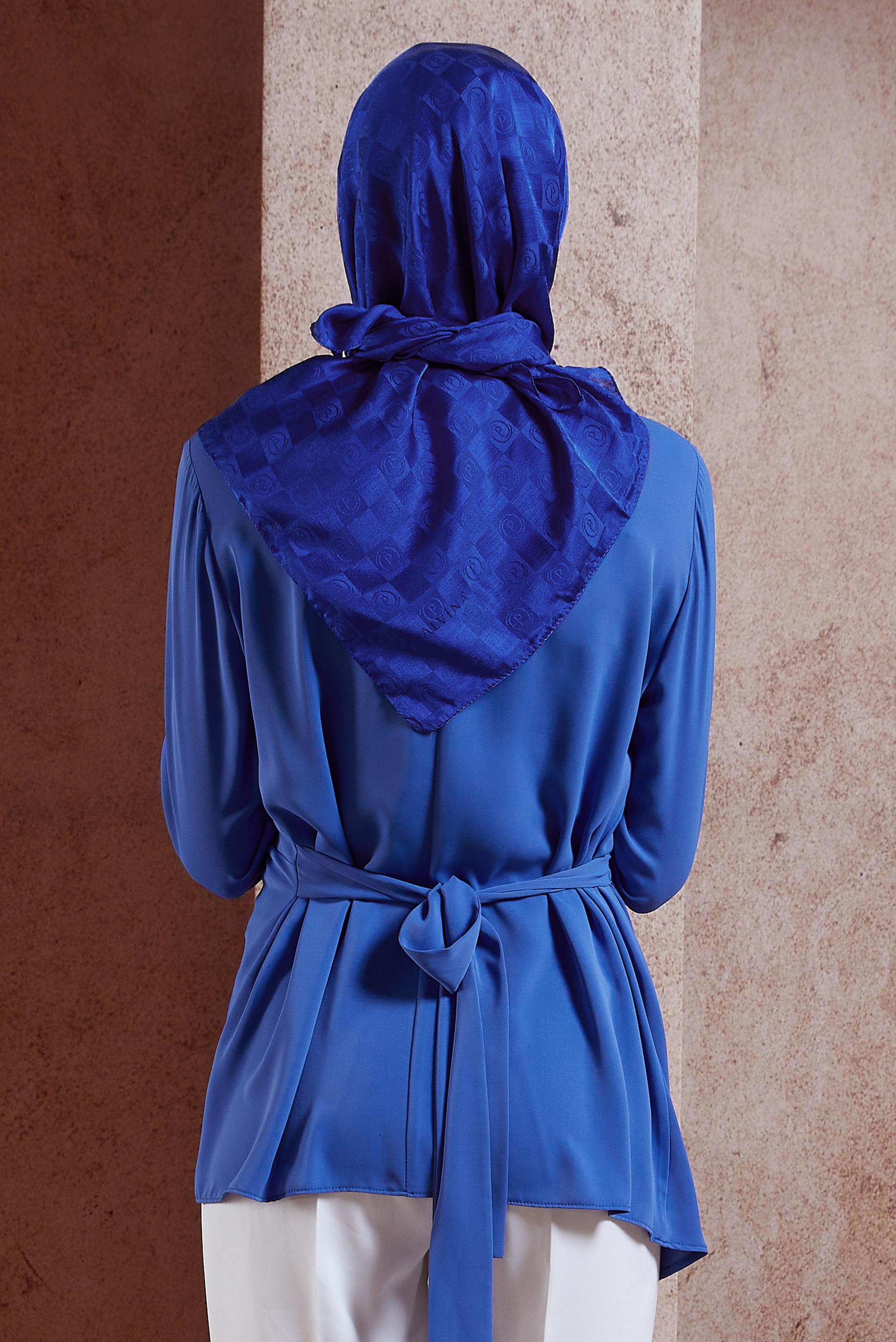 Tesettür giyim LACİVERT ALVİNA MONOGRAM EŞARP 8451