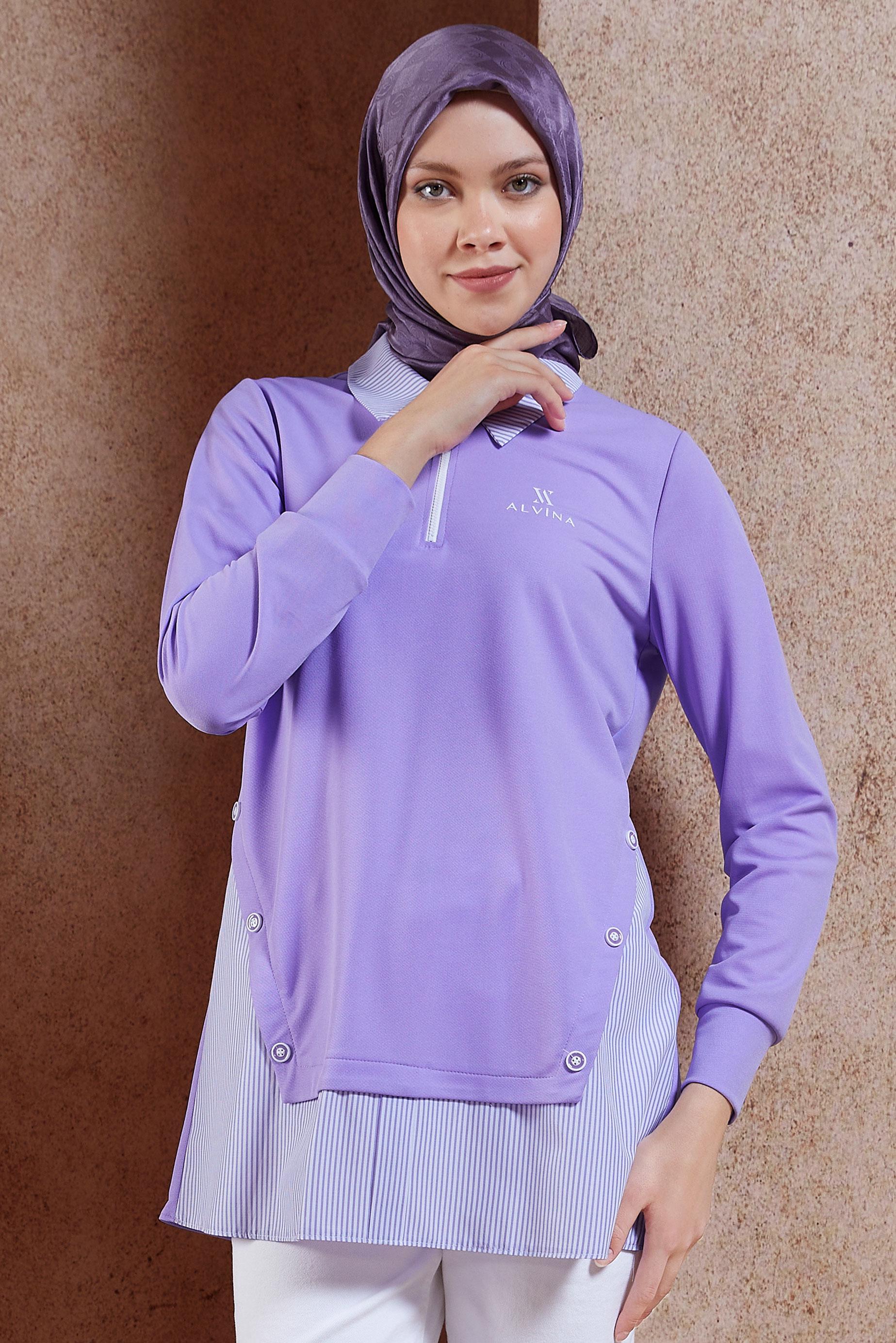 Tesettür giyim MOR ALVİNA MONOGRAM EŞARP 8451