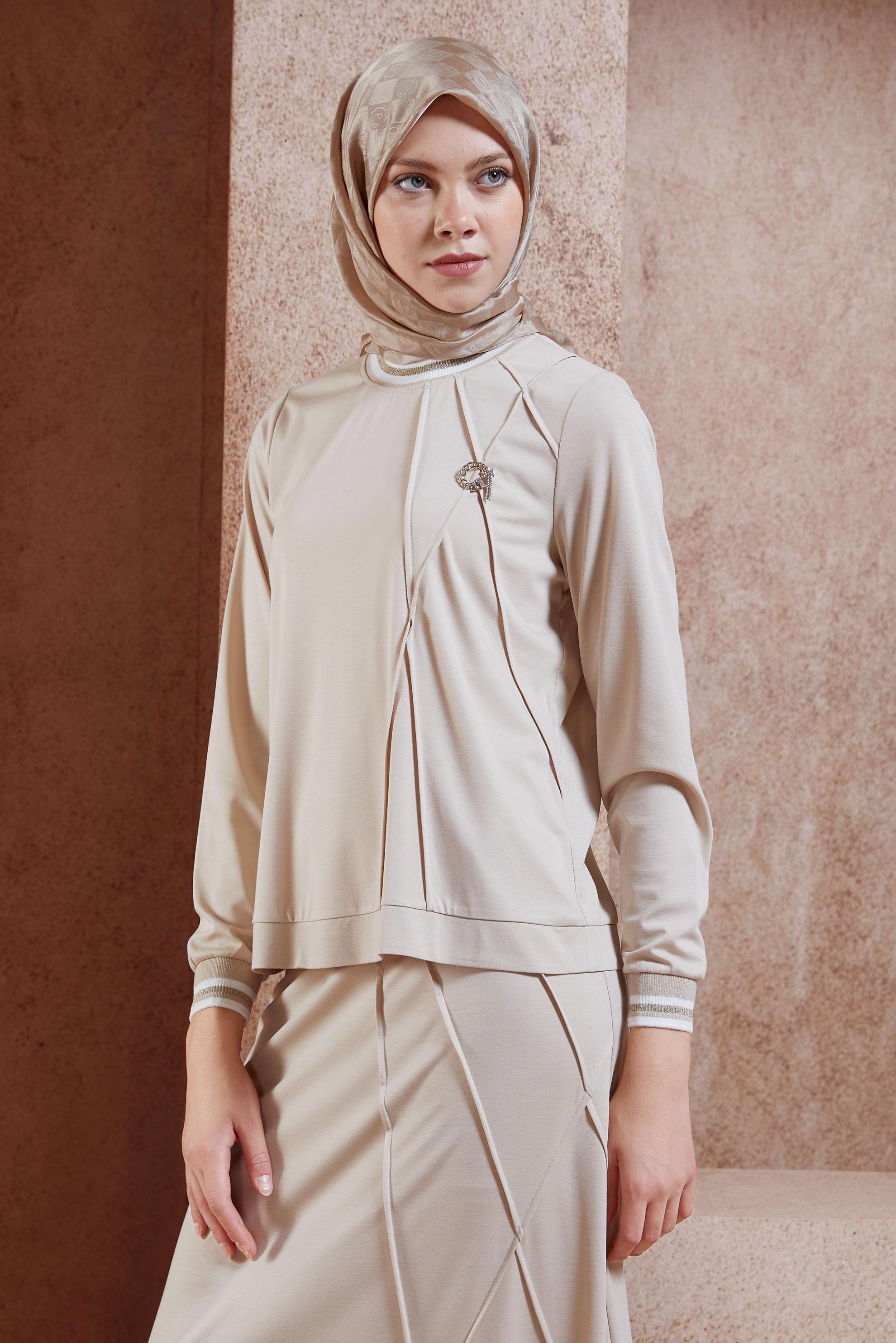Tesettür giyim KUM ALVİNA MONOGRAM EŞARP 8451
