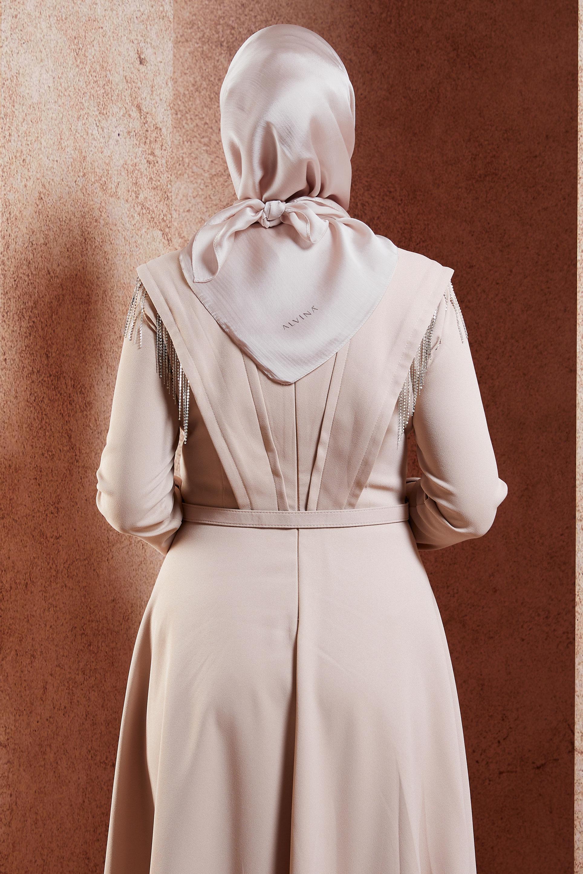 Tesettür giyim BEJ ALVİNA EŞARP 8455