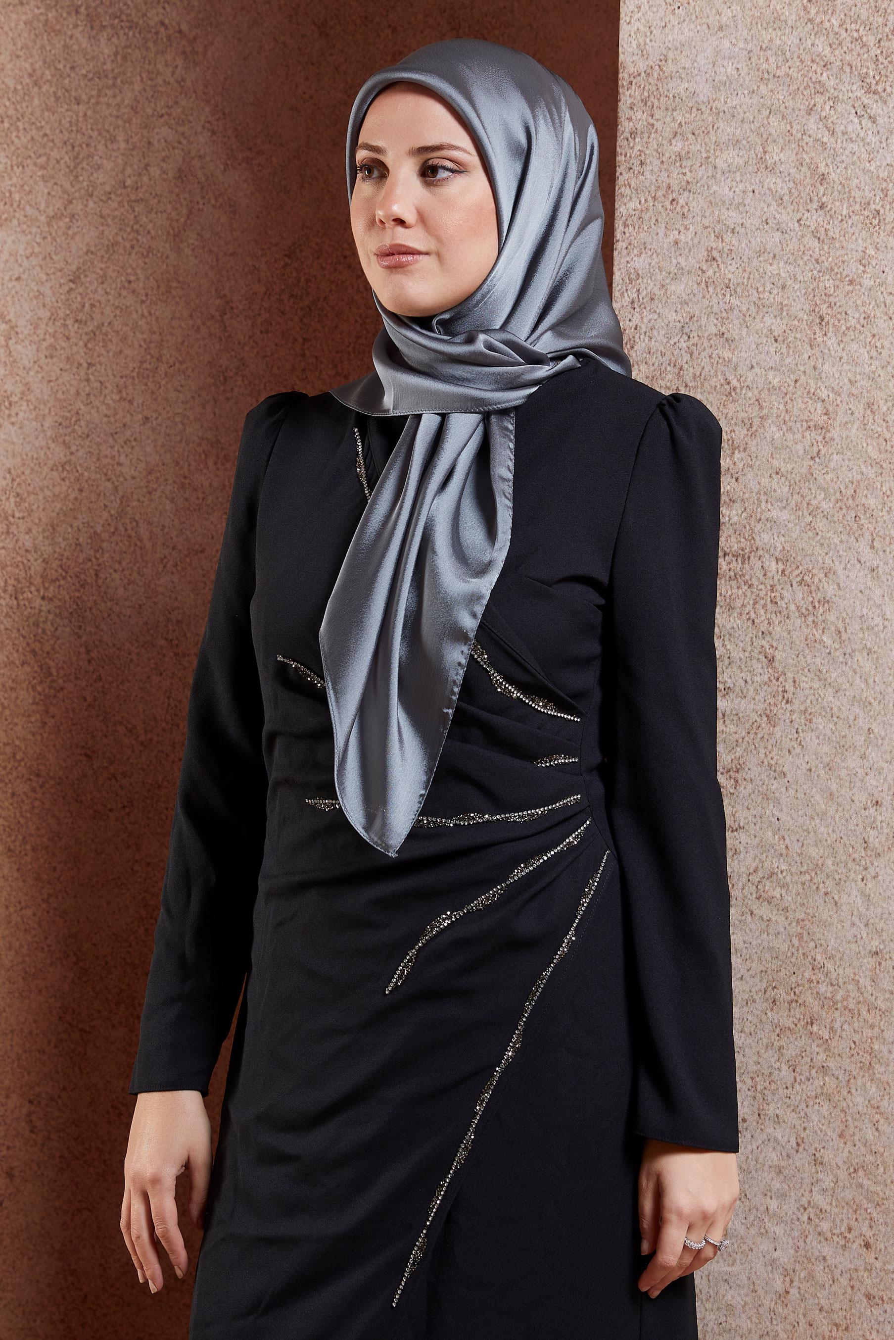Tesettür giyim GRİ ALVİNA EŞARP 8455