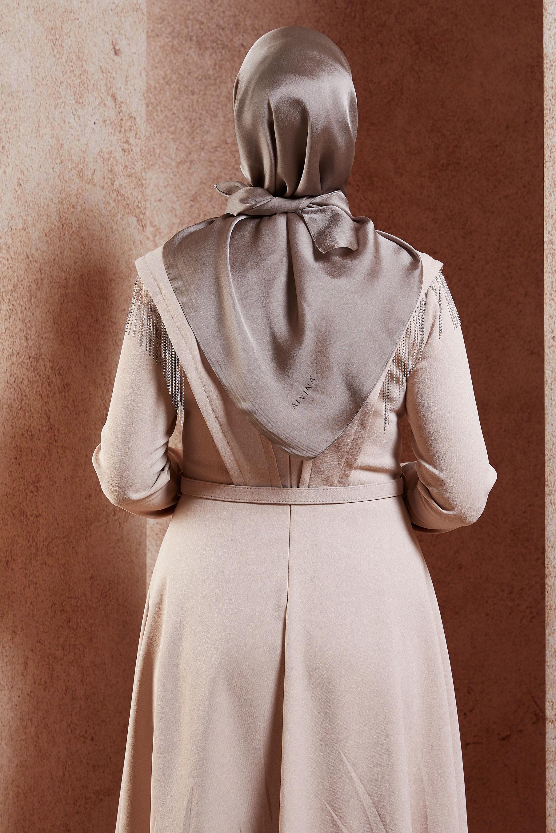 Tesettür giyim VİZON ALVİNA EŞARP 8455