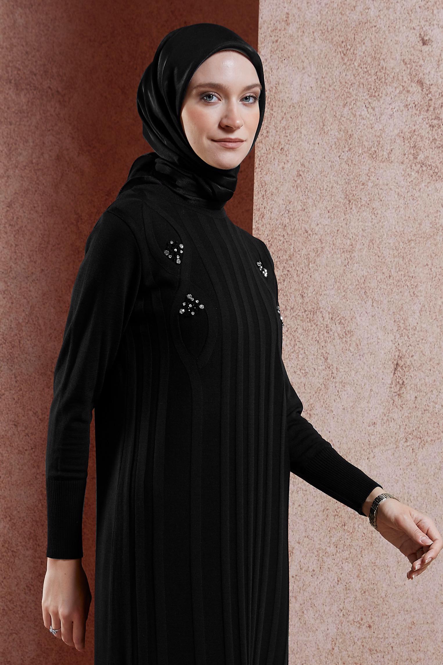 Tesettür giyim SİYAH ALVİNA DÜZ EŞARP 8457