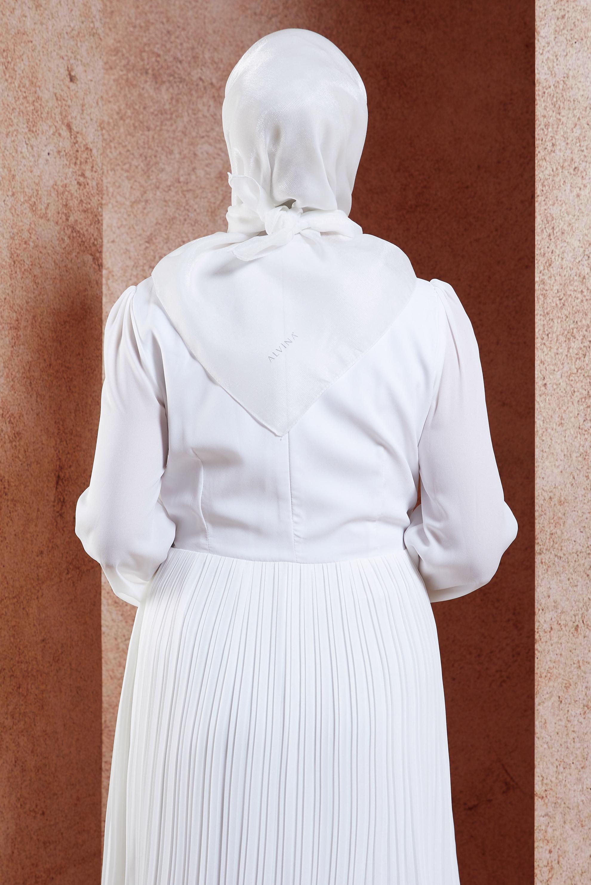 Tesettür giyim BEYAZ ALVİNA DÜZ EŞARP 8457